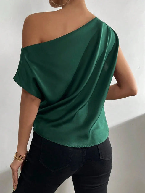 'Ceridwen' Rushed Off Shoulder Blouse - Celes Fashion